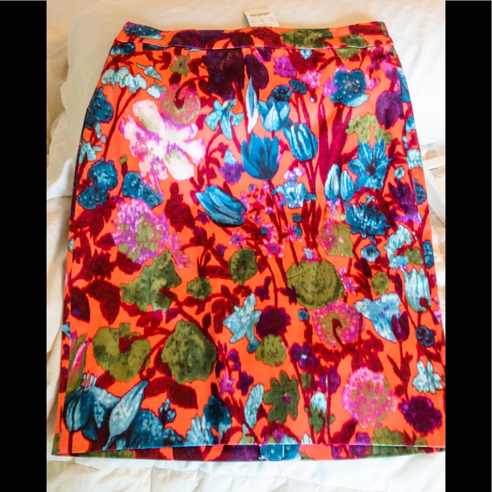 Flowered jcrew pencil skirt